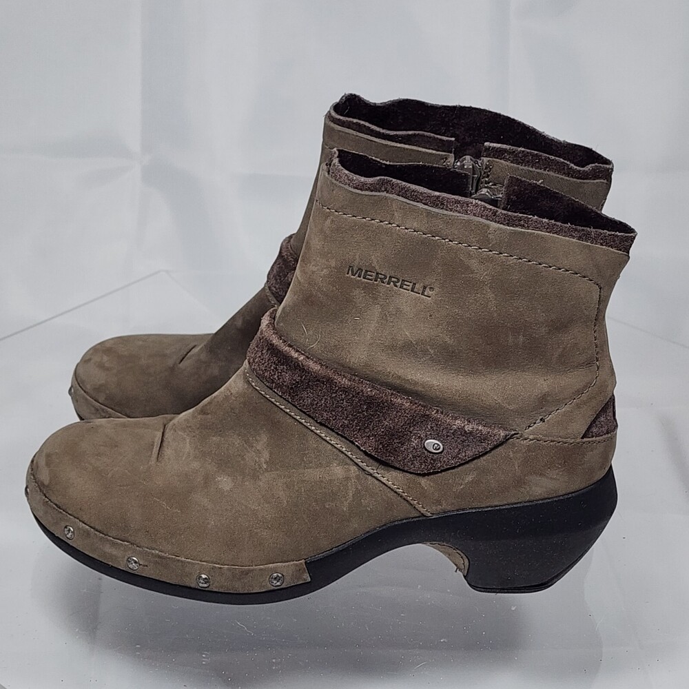 Merrell Women 7.5 Luxe Mid Brown Distressed Nubuck Leather Ankle Boots J56082